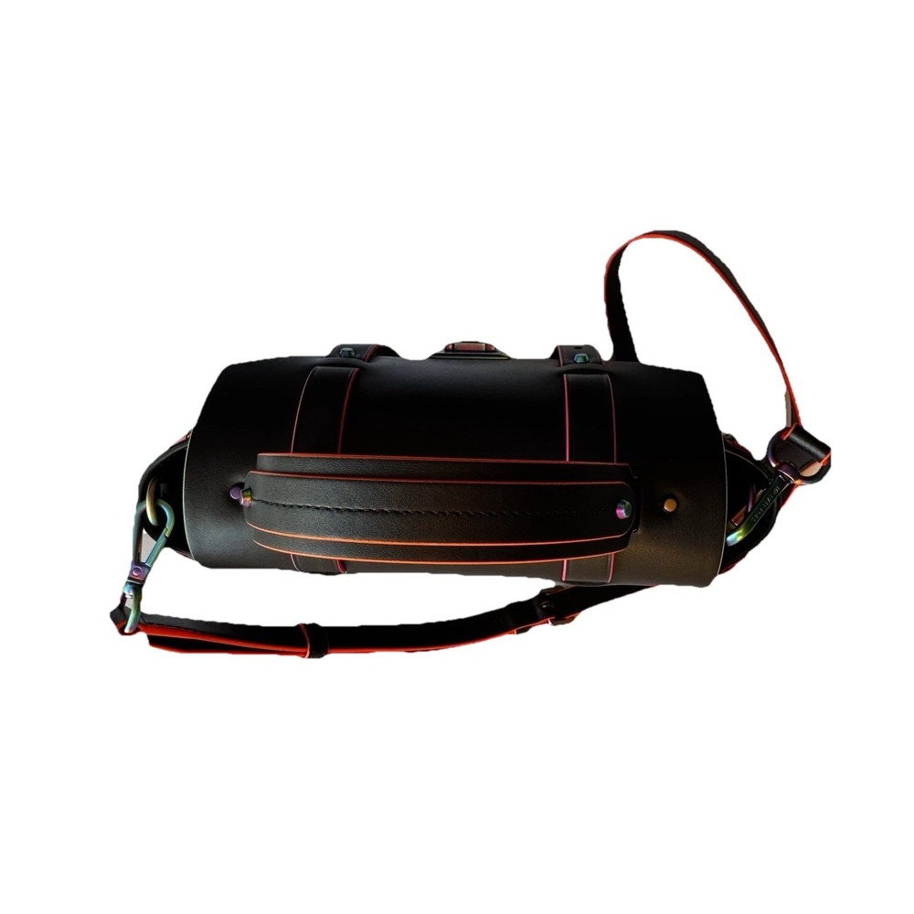 NEW MICHAEL KORS MANHATTAN BLACK OIL SLICK NEON SATCHEL SCHOOL BAG CROSSBODY - Picture 3 of 7